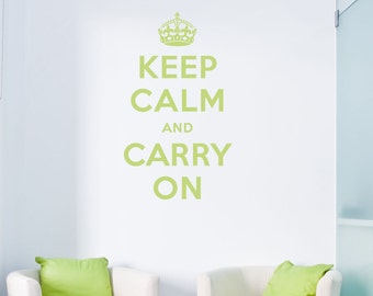 Keep Calm and Carry On Decal 28" x 48" - Keep Calm Quote, Keep Calm Decal, Keep Calm And Carry On Art, Calm Wall Art, Crown Wall Decal