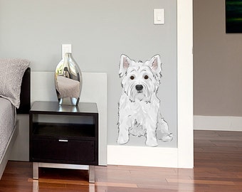 Westie Printed Wall Decal - Gifts For Dog Owner, Dog Wall Decal, Dog Wall Decor, Westie Dog, Westie Lover, West Highland Decal