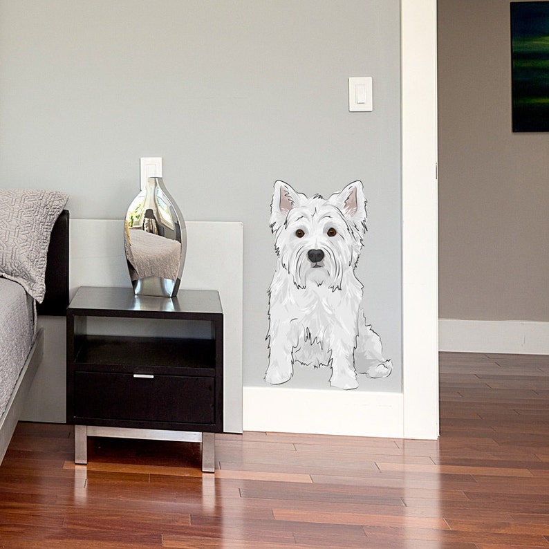 Westie Printed Wall Decal Gifts For Dog Owner, Dog Wall Decal, Dog Wall Decor, Westie Dog, Westie Lover, West Highland Decal image 1