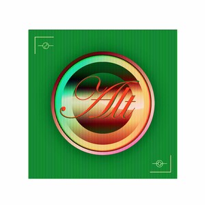 Puede incluir: Un fondo verde con un botón circular metálico multicolor con la palabra "Alt" en texto rojo.