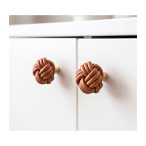 Braided Leather Cabinet Knob, Modern Drawer Pull Handle, Minimalist Dresser Knob, Wardrobe Door Handle, Cabinet Hardware Decor