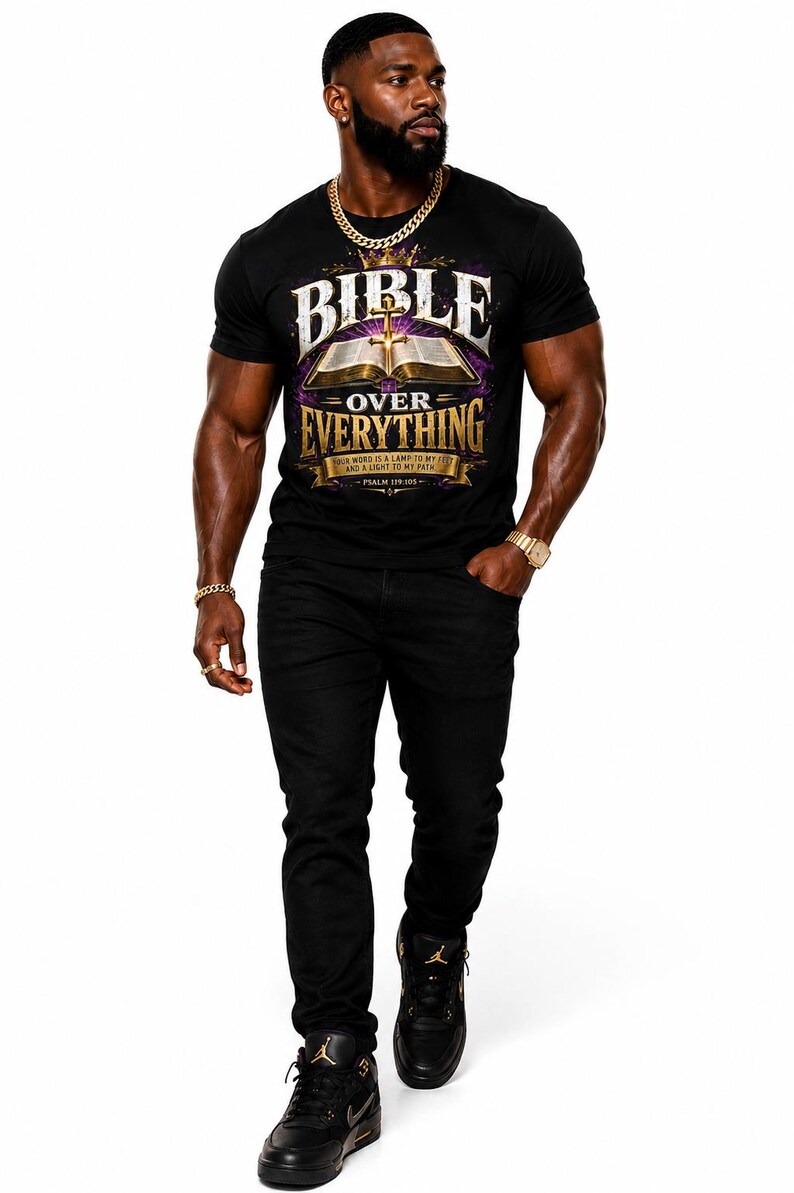 Bible Over Everything — Open Bible Scripture Graphic T-Shirt
