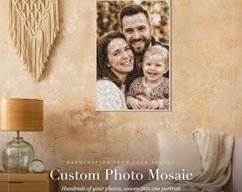 Custom Photo Mosaic from Your Photos - Personalized Collage Wall Art, 300+ Pictures | Wedding Anniversary Family Memorial Gift