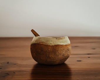 Just a Pinch Salt Pot | Handmade Ceramic Pinch Pot & Spoon | Salt Cellar | Rustic Kitchen Decor | Farmhouse Kitchen | Entertaining Gift