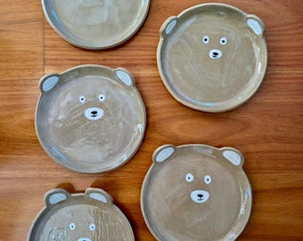 The Bear Necessities | Bear-Shaped Plate | Handmade Ceramic Kids Plate | Dinner Plate | Baby Shower Gift | Neutral Children's Tableware