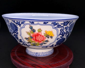 Blau-Weiße Porzellan Saison Blumenschale, Keramik Dekoschale, Nudel Schale, Sammlung, Gebrauch, Geschenk
