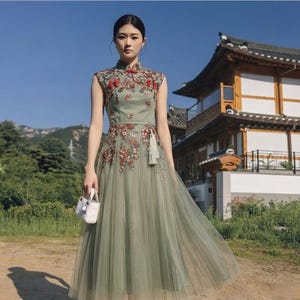 asian chiffon dresses Amazon.com: ADSWIN Summer Girl Chiffon Embroidered Chinese Style Women's Cheongsam Dress Long Skirt Han-fu(Turquoise,4XL) : Clothing, Shoes & Jewelry