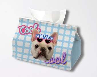 Custom Pet Tissue Box, Personalized Luxury Leather Dog Cat Portrait Car Living Room Holder