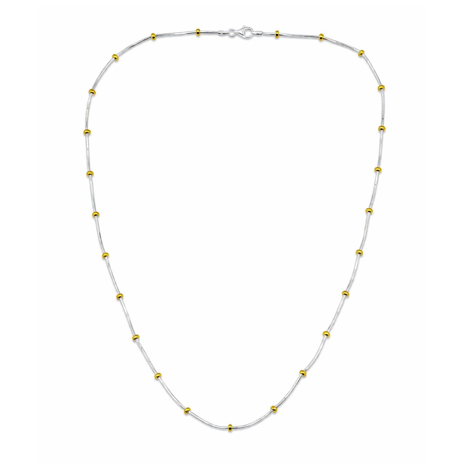925 Sterling Silver 18k Gold Beads Gilded Dot Necklace 20 Inches