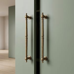 Brushed Antique Brass Cabinet Pull and Knob - Drawer Handle, Dresser Hardware