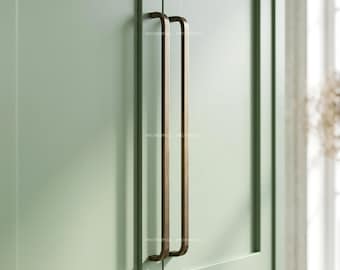 Brushed Antique Brass Cabinet Pull Handle - Drawer Cup Pull Knob, Modern Farmhouse Kitchen Hardware