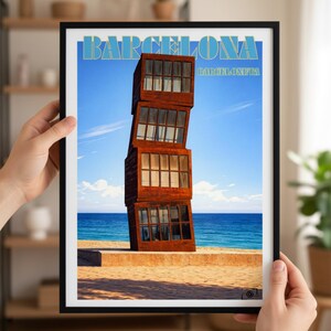 Wounded Star Barcelona Print, Rebecca Horn Sculpture, Barceloneta Beach Art (A3)