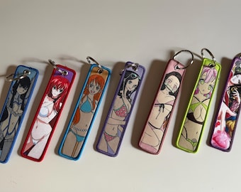 Anime Waifu Embroidered Keychain, Otaku Keychain, Backpack Charm, Ita Bag Accessory, Double Sided Key Ring, Choose Your Favorite