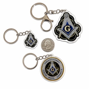 Masonic Square & Compass Keychain Freemason Acrylic Key Ring Symbol Gift Fraternity Accessory