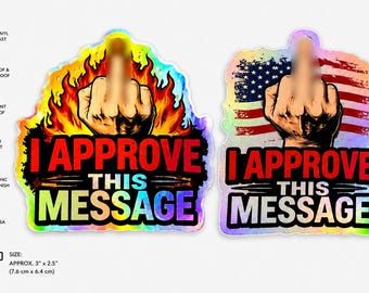 Holographic Middle Finger Stickers: Waterproof Vinyl Decals (3" x 2.5")