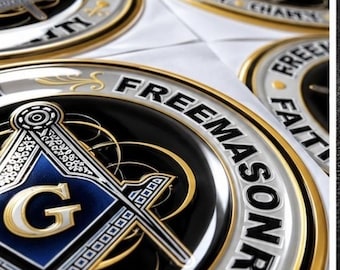 Freemasonry Square Compass Emblem Sticker: Faith Hope Charity 3D Decal (Waterproof)
