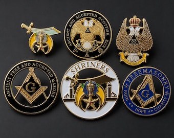 Masonic Lapel Pin Collection: Scottish Rite, Shriners, Square Compass Badges