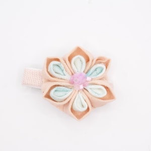 Multi color pastel floral Kanzashi hair clip