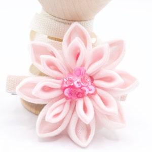 Layered pink kanzashi floral hair clip, Pink flower hair barrette, pretty in pink hair clip, sequin embellished hair clip, gift for her