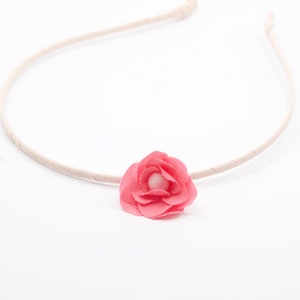 Single pink bud floral headband, pink flower hairpiece, blossom headband