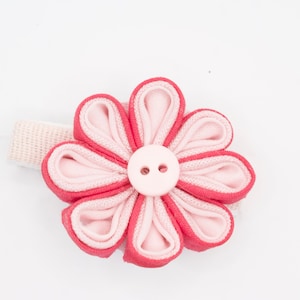 Cherry pink Layered Kanzashi Flower Hair Clip, Handmade floral hair clip, Pink Barrette, Pink flower clip, Kanzashi hair clip