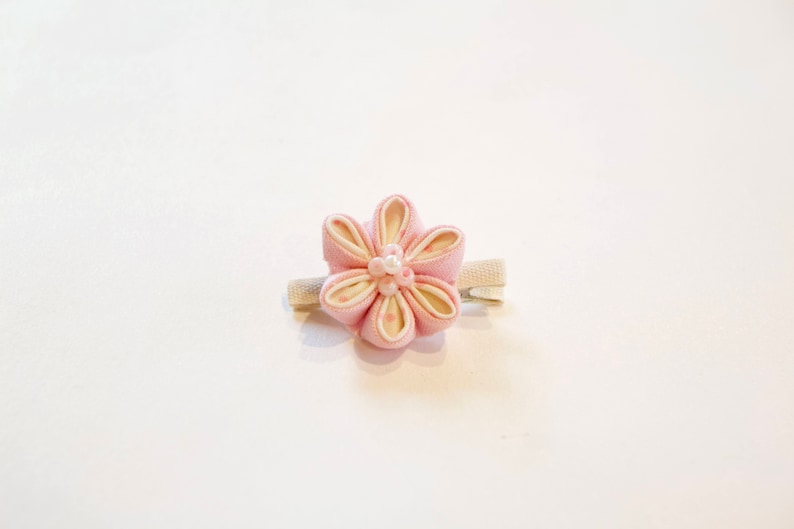 Pink polka dot floral Hair clip