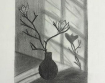 Tekening met grafietpotlood | Handgemaakte schets | Digitale download | Zwart-wit kunst