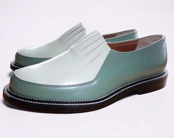 Handgjorda läderloafers för män, tvåfärgade, specialdesignade slip-on-skor _ Vintage skor