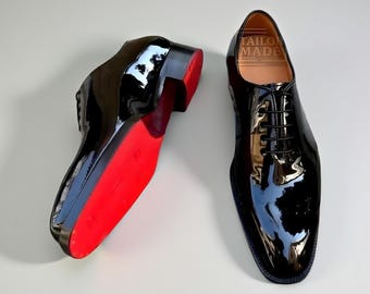 Christian Louboutin Dandelion Style Men's Black Patent Leather Shoes with red sole