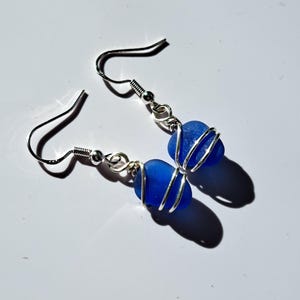 Genuine Cobalt Blue Sea Glass Earrings