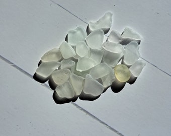 Lot of 25 Small White Genuine Sea Glass Pieces