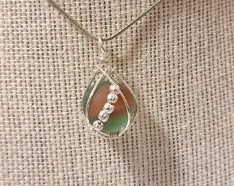 Genuine Catseye Sea Glass Marble Necklace