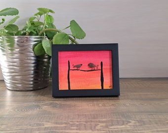 Genuine Sea Glass Birds at Sunset Tabletop Frame - 4" x 3"