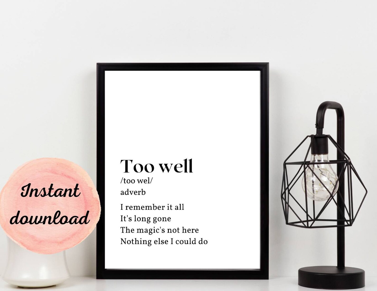 Red Collection All Too Well Definition Wall Art Etsy