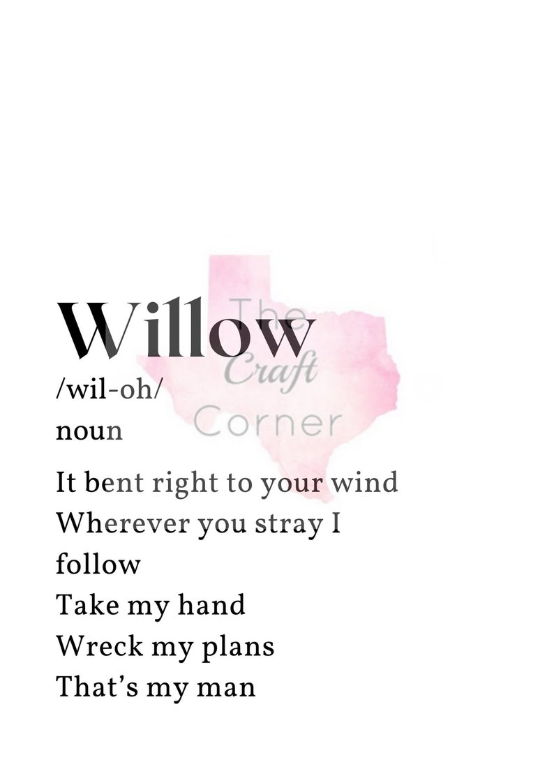 Willow Definition Digital Wall Print Etsy