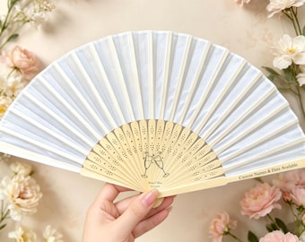Custom Bamboo Wedding Fans, Personalized Guest Favors, Bulk Order Cooling Accessories