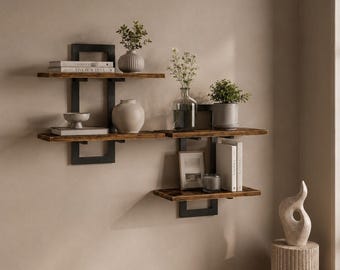 Wall Mounted Bookshelf, Rustic Floating Shelf, Industrial Wood Shelf, Living Room Decor, Modern Display Shelf, Book Storage