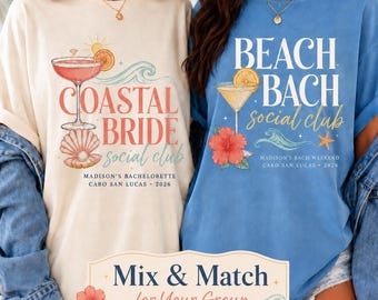 Comfort Colors Bachelorette Party Shirts, Custom Beach Bach Social Club Tees, Personalized Bridesmaid Girls Trip Bride Era Final Fling Tees