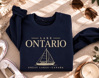 Lake Ontario Sweatshirt, Canada Sweatshirt, Great Lakes Shirt, Lake Crewneck, Nautical Sailboat Sweatshirt, Lake Ontario Canada Gift