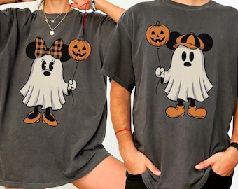 Matching Mickey Minnie Halloween Couple Shirts, Comfort Colors, Mickey Ghost Tee, Minnie Ghost Tee, Disney Spooky Season Gift