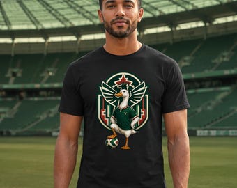 Mexico Soccer Duck Shirt, Funny Futbol Fan Graphic Tee, Green Jersey Duck Shirt, Match Day Football Fan Gift, Mexican Pride Graphic Tee