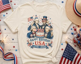 Comfort Colors Funny Founding Fathers Shirt, Happy Birthday USA 250th Anniversary Tee, 4th of July Party Patriotic History Gift 1776 2026