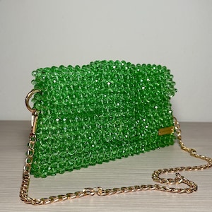 La Belle Époque | Borsa Verde con Perline di Vetro | Borsa Handmade Elegante | Beaded Evening Bag | Borsa da Cerimonia