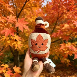 Jellycat Amuseable Maple Syrup Plush, Fall Stuffed Toy, Soft Autumn Themed Plush, Kawaii Fall Home Decor & Gift