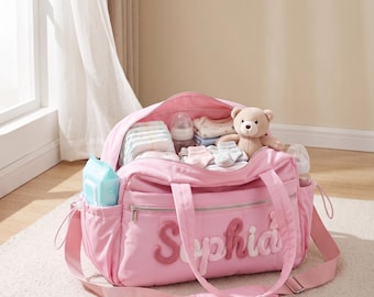 Gepersonaliseerde luiertas, aangepaste mamatas, grote ziekenhuistas voor nieuwe moeder, babydraagtas met monogram, weekendtas, kraamcadeau