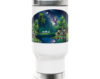 Tropical Night Village Travel Mug | 14oz Stainless Steel