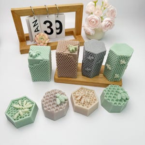 3D Bee Honeycomb Silicone Mold, Hexagon Honey Bee Soap & Candle Making Mold, Gypsum Resin DIY Aroma Diffuser Stone Craft Tool