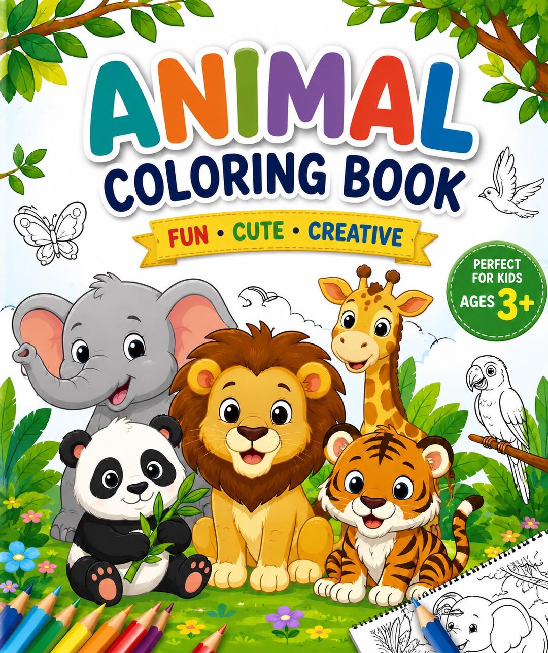 Kawaii Animal Coloring Book Printable PDF | Cute Coloring Pages for ...