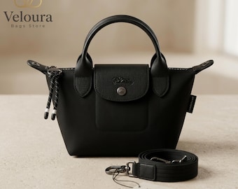 Bolsa Longchamp Le Pliage Energy Mini Preta, Transversal, de Ombro, com Alça Removível
