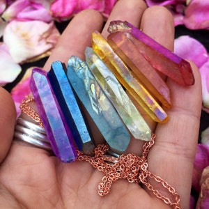 Aura kwarts chakra geïnspireerd ketting - Elke lengte, elke kleur draad - regenboog ketting